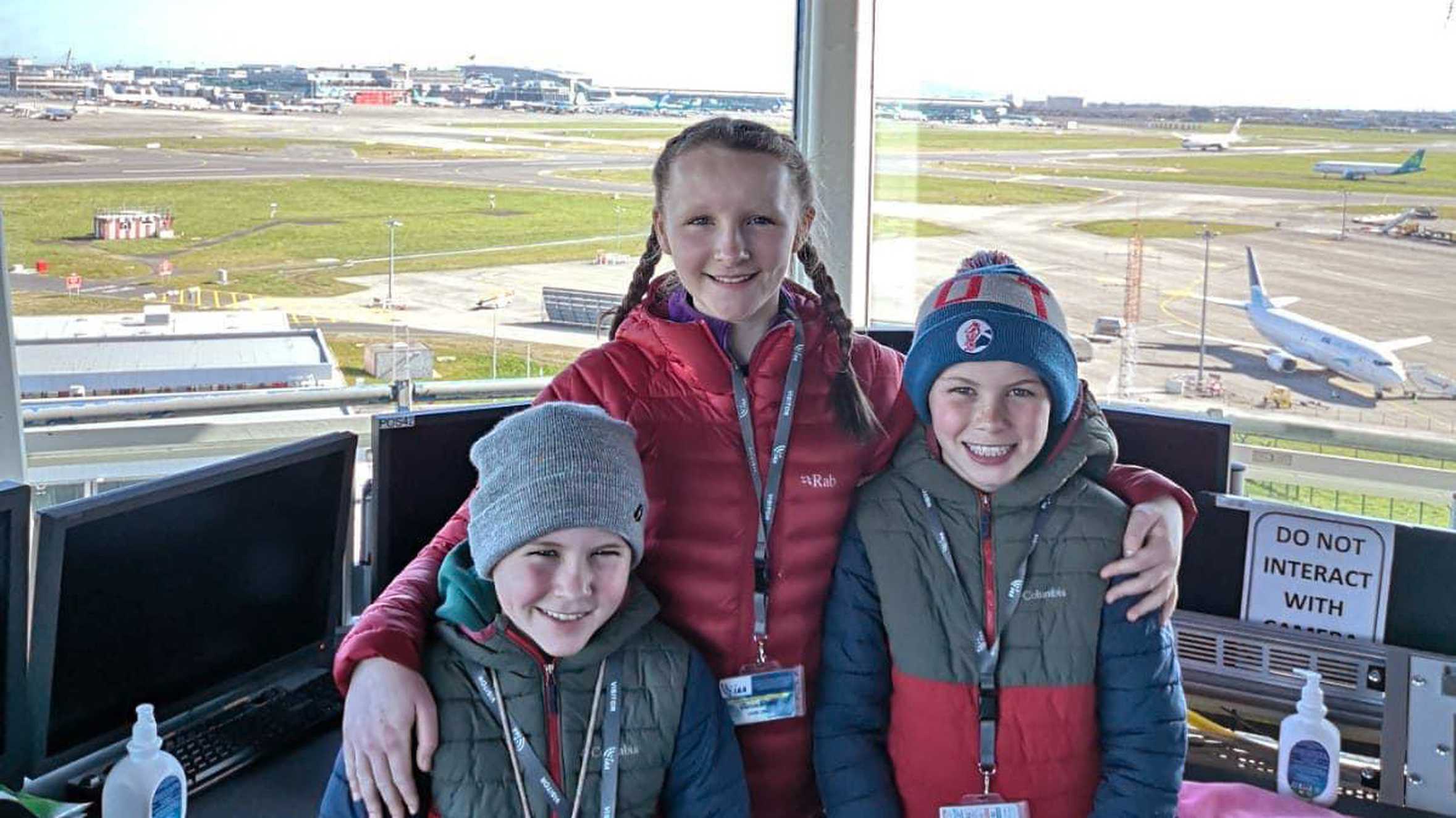 Anna with her brothers, Benjamin and David in the Air Traffic Control Tower.