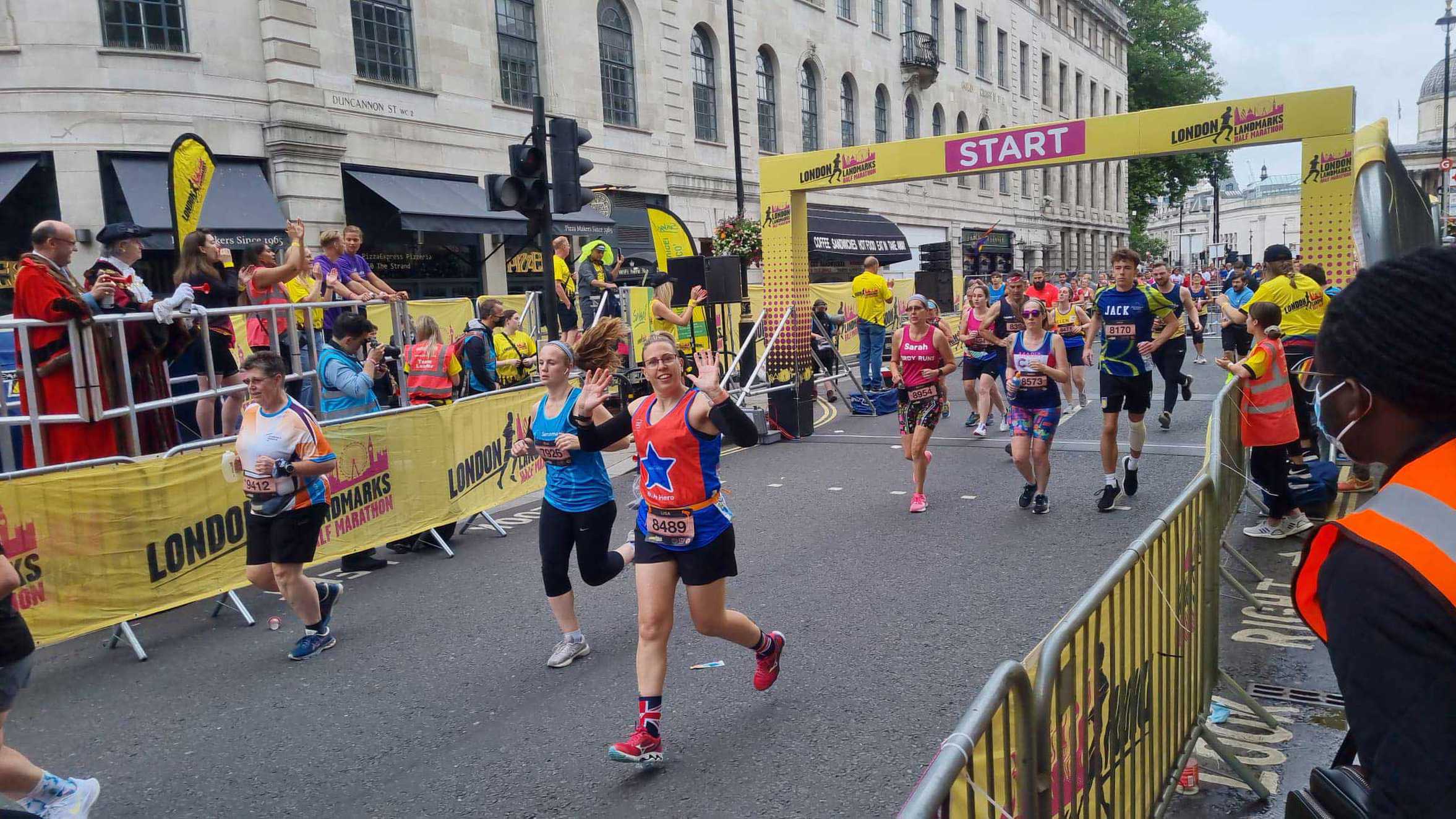 #WishHero, Lisa setting off from the start line of the 2021 London Landmarks Half Marathon.
